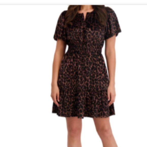 French Connection Women's Leopard Velvet Dress Size L,XL,XXL NWT Pockets NWT - Picture 6 of 16